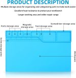 VOTCT Large Silicone Repair Mat Heat Resistant 932℉, Soldering Mat Has Magnetic Area and Multiple Parts Storage Areas For Repair Watch, Phone Other Electronic Product. Light Blue, Size: 17 x 12 Inch - Image 2